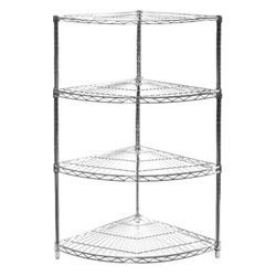 Radius Corner Home Wire Shelving , Chrome Kitchen Storage Racks With 4 Shelves
