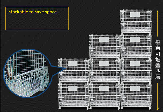 Industrial 1500kg Loading Stackable Space Saving Collapsible Wire Cage Container