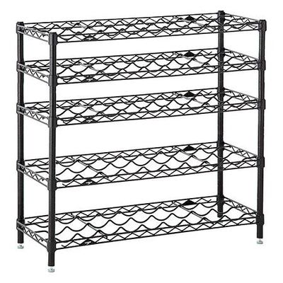 Black Coated Wine Commercial Wire Shelving Rack ,  5 Shelf Wire Storage Unit