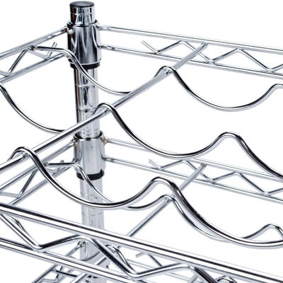 6 Layer Angled Shelf Unit Metal Wire Wine Rack Shelving 60 Bottles 18 Inches Wide