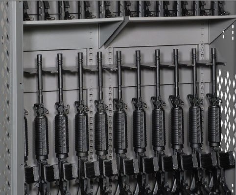 Heavy Duty Wall Cabinets With Perforated Security Gates , Military Weapons Storage Racks