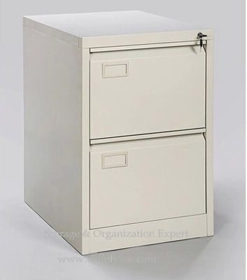 White Metal Two Drawer Lockable Filing Cabinet , Small Metal File Storage Cabinets 