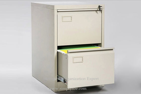 White Metal Two Drawer Lockable Filing Cabinet , Small Metal File Storage Cabinets 
