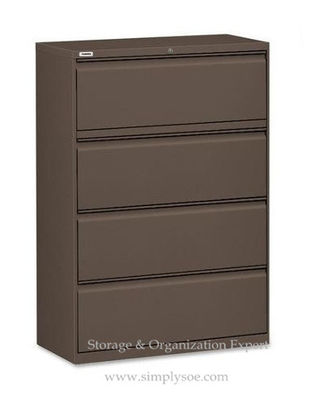 Brown Green White 4 Drawers Lateral Metal Filing Cabinet For A-4 Hanging Files