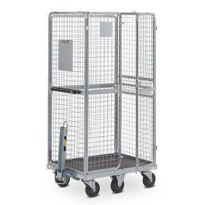 Warehouse Galvanized Foldable Wire Mesh Roll Container /  Material Handling Equipment