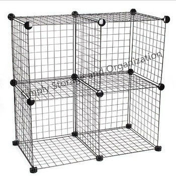 DIY Grid Wire Modular Cube Cage Versatile Shelving Easy Assemble Custom Color