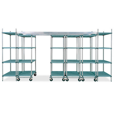 4 Adjustable Hygiene Polymer Overhead Head Track Shelving Unit For Pharmaceutical