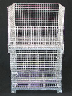 Q235 Material High Visible Collapsible Wire Container Moved By Forklift