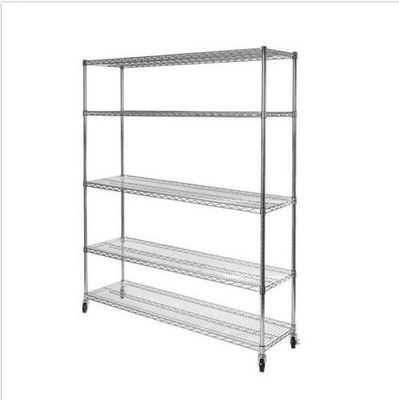 Mobile Commercial Wire Shelving Rack For Outdoor Products 54" W X 14" D