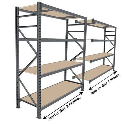 Wide Span Warehouse Storage Racks Q235 Material 5 Steel Panels Blue Color