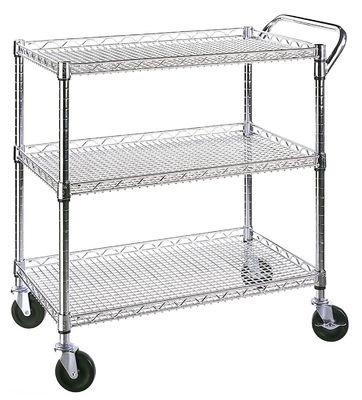 Classic Commercial - Grade 3 Shelf Wire Utility Cart Adjustable Every Shelf Height