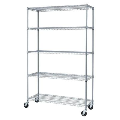5 Layers Restaurant Wire Shelving Unit Mobile Chrome - Plated Hygienic