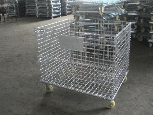 Steel U Shape Buckle Collapsible Wire Container For Distribution