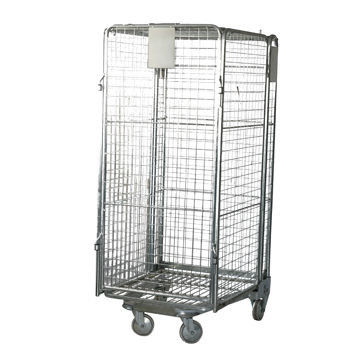 Logistics Laundry Rolling Container Cart Metal Steel With Door Lock