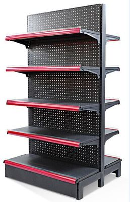 5 Layers Q235 Steel Black Display Shelf With End Unit For Retail Stores