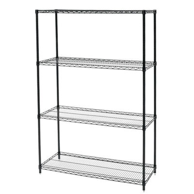 Solid Chrome 4 Tier Wire Shelving 14" X 36" X 48" For Office Supplies