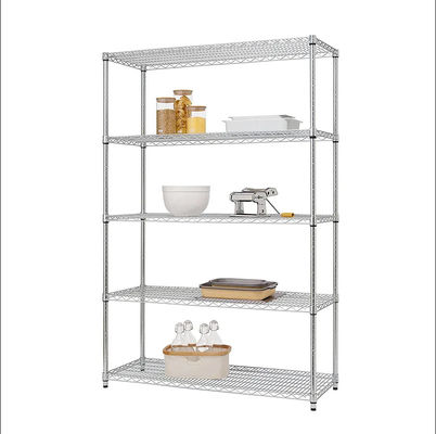 Classics 5 Tier Steel Wire Shelving Chrome Rack Unit In Work Place Commercial Grade