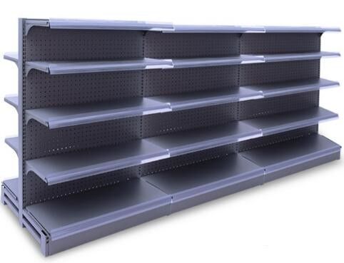 Double Faced Supermarket Display Racks  ,  Black Gondola Convenience Store Shelving