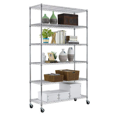 6 Tier Stainless Steel Rack For Dorms Storage / Mobile Wire Shelving Cart