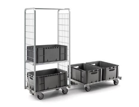 Metal Customize Supermarket Roll Cages With Removable Flat Shelves
