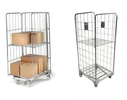 Nesting Rolling Metal Storage Cage /  Wire Utility Cart for Logistic Transportation