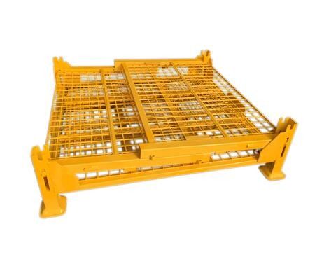 Yellow Callapsible Metal Storage Containers / 1000 Kg Capacity Pallet Stillage Cage
