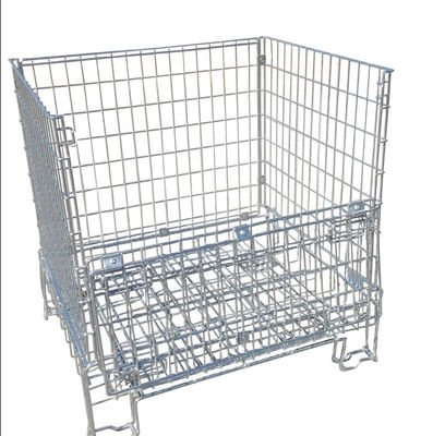 Galvanized Collapsible Wire Container / Wire Mesh Palle Cage For Warehouse