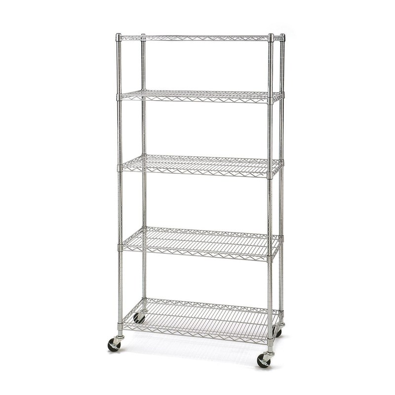 Stainless Steel 14”D Restaurant Kitchen NSF 5 Shelf Wire Shelving Rack
