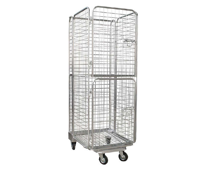 Warehouse Galvanized Foldable Wire Mesh Roll Container /  Material Handling Equipment