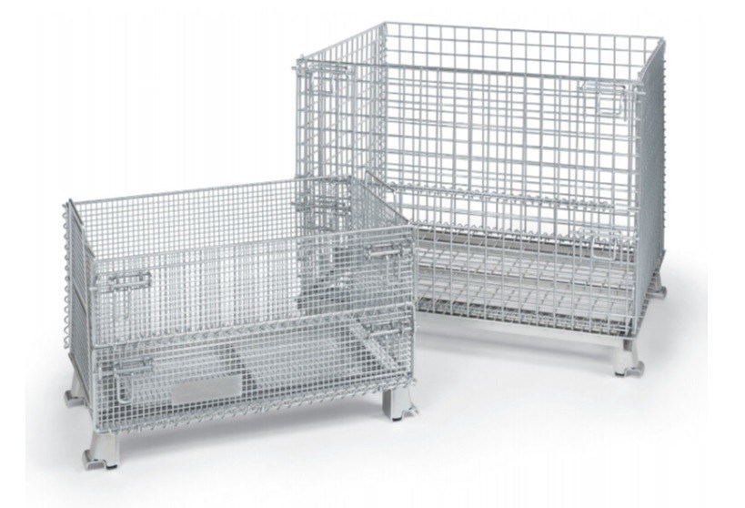 Custom Color Stackable Wire Mesh Container For Warehouse Storage