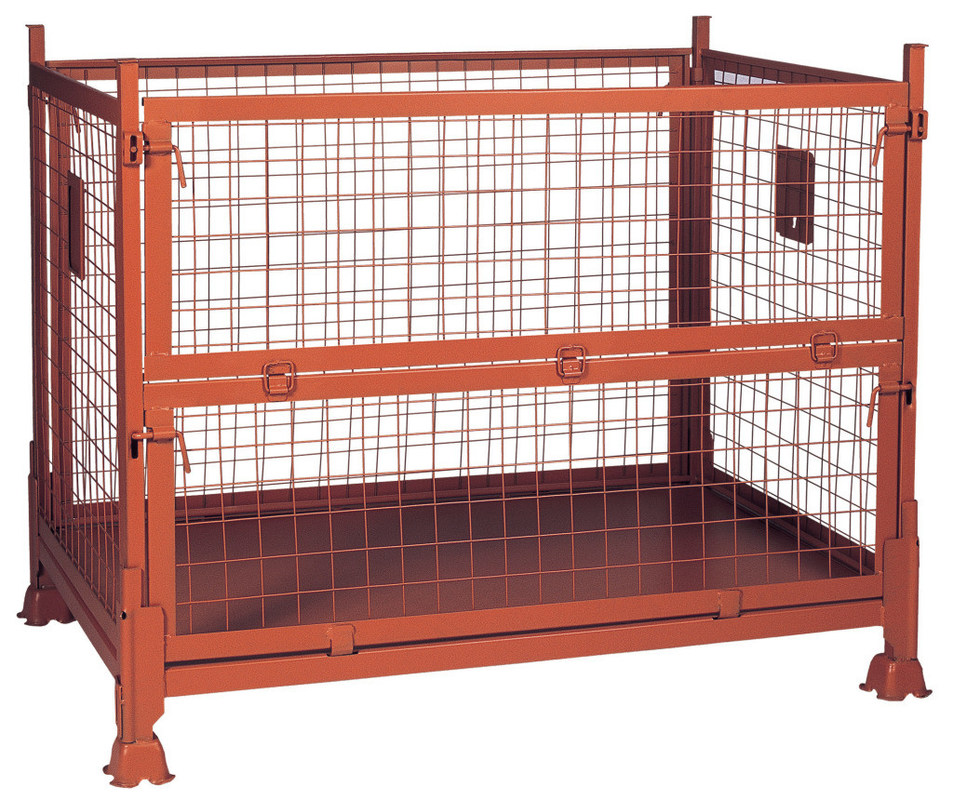 200kg - 800kg Collapsible Wire Container , Foldable Orange Color Metal Pallet Crates for Toys Storage