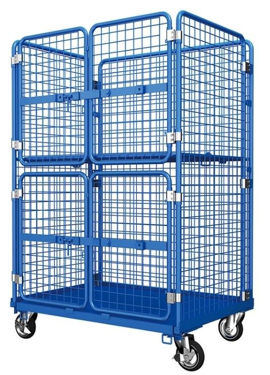 Logistics Laundry Rolling Container Cart Metal Steel With Door Lock