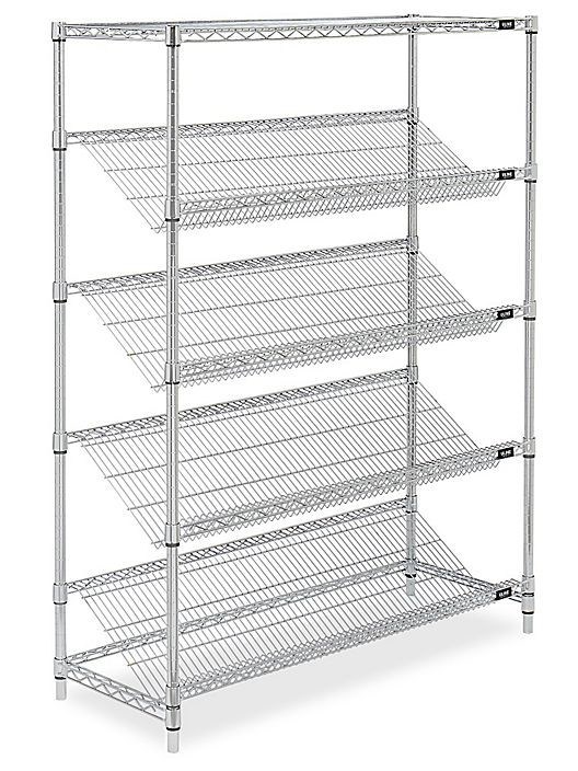 Home  Commercial Wire Shelving 5 Tiers Include Horizontal  Silver Color