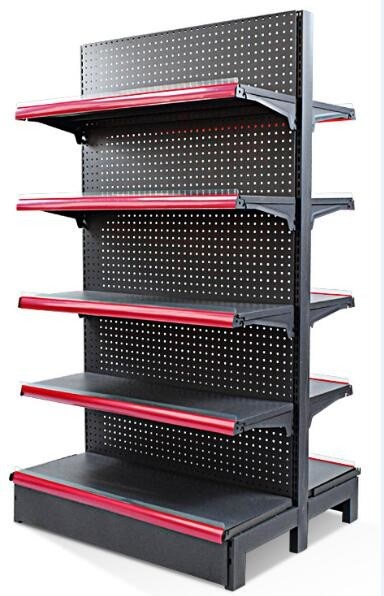 5 Layers Q235 Steel Black Display Shelf With End Unit For Retail Stores
