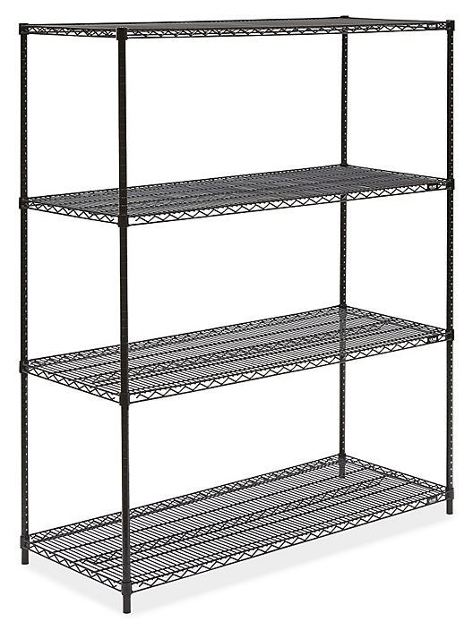 Black Office Storage Display Rack Freestanding Organizer Metal Shelving 36"W X 14"D