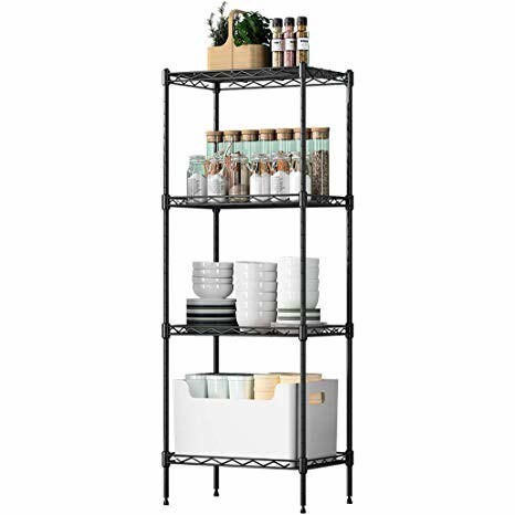 5 Tier Wire Shelving Unit Black Kitchen Storage Rack 24" W X 18" D X 54" H